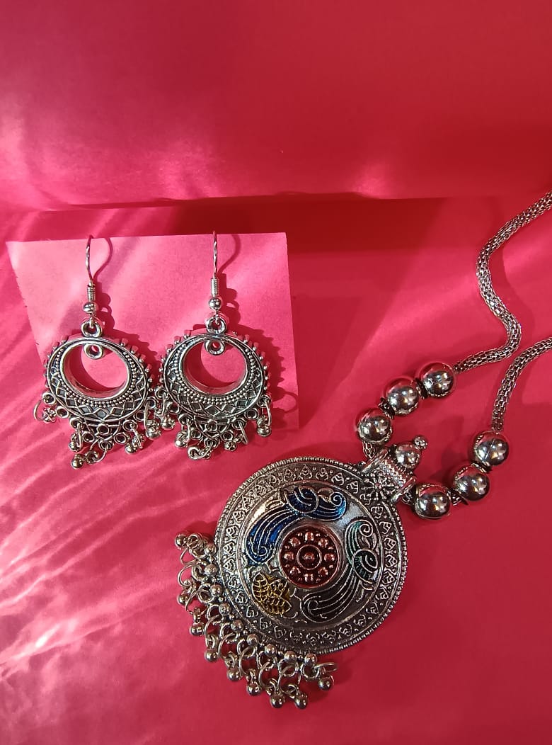 Mayantiie Oxidized Silver Necklace Jewelry Set
