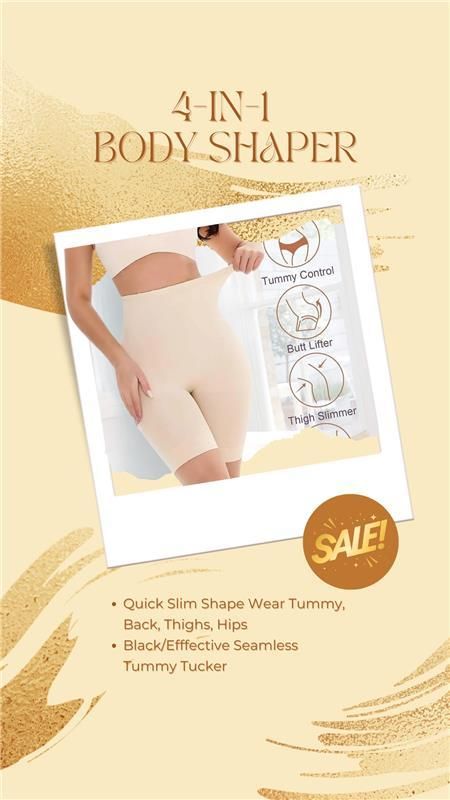 BD 4-in-1 Seamless Shapewear – Tummy Control, Back Support & Thigh Slimmer