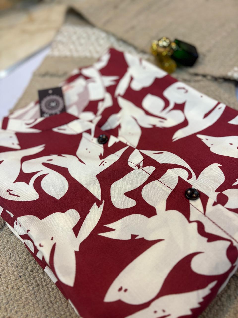 Mayantiie Rust Ivory Abstract Print Rayon Kurti