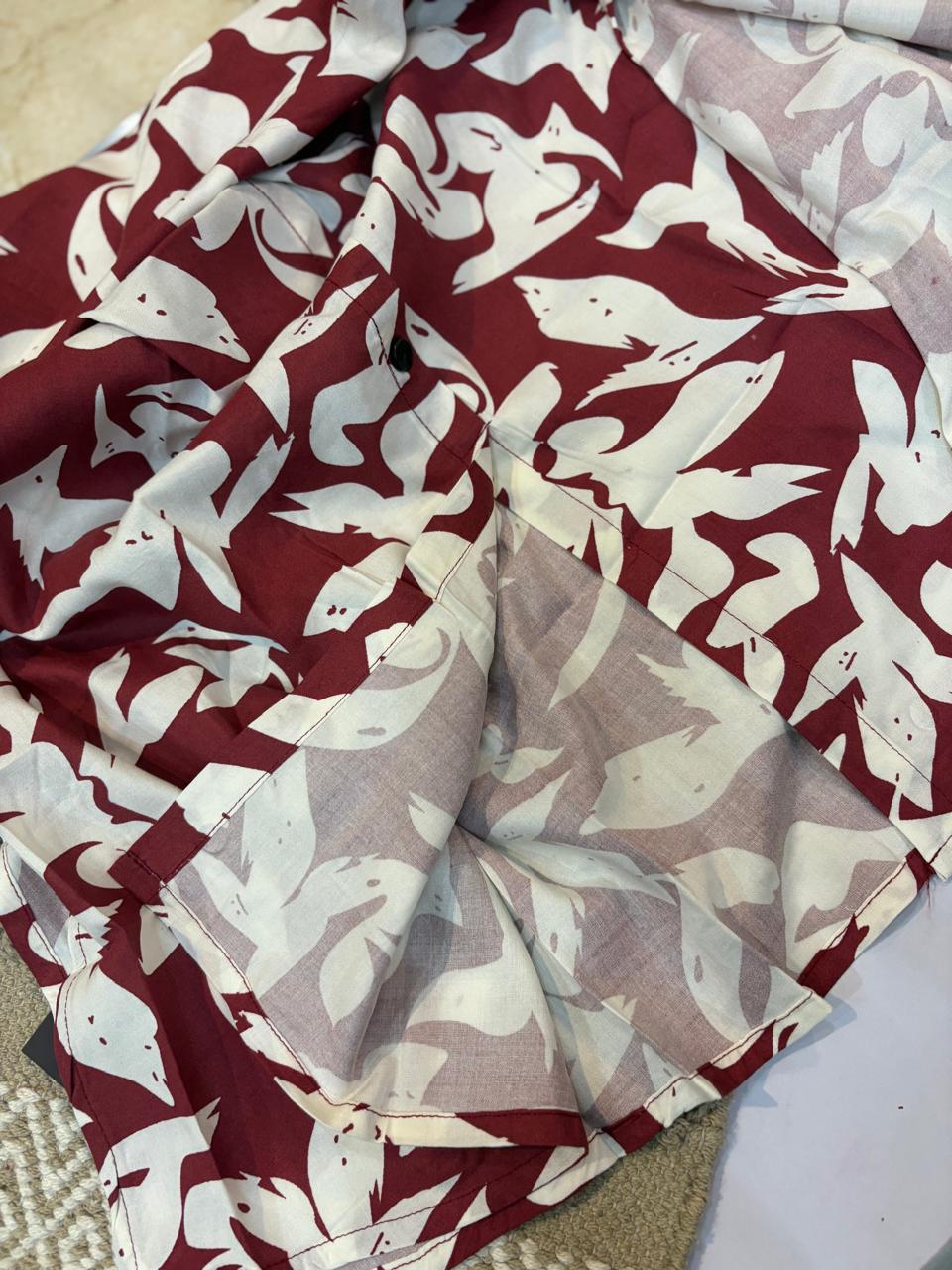 Mayantiie Rust Ivory Abstract Print Rayon Kurti