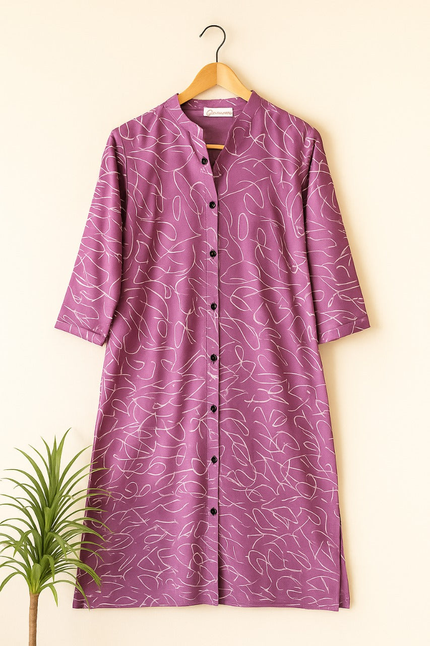 Mayantiie Modern Abstract Print Rayon Kurti