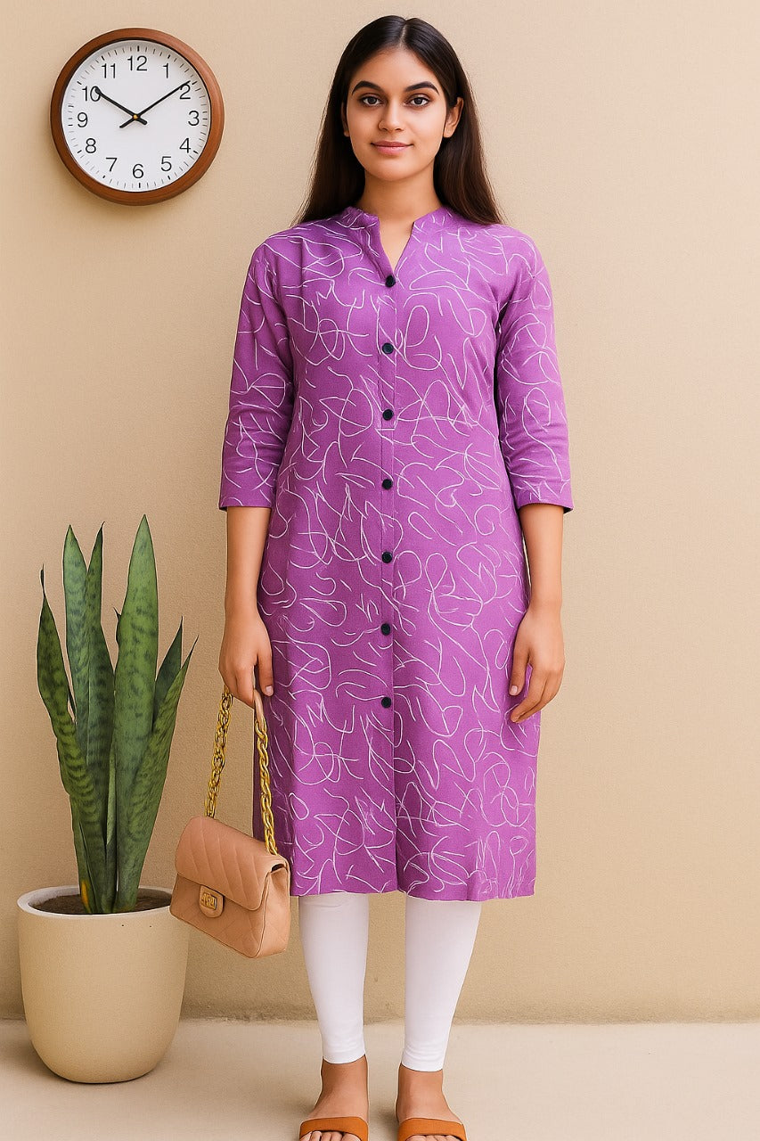 Mayantiie Modern Abstract Print Rayon Kurti