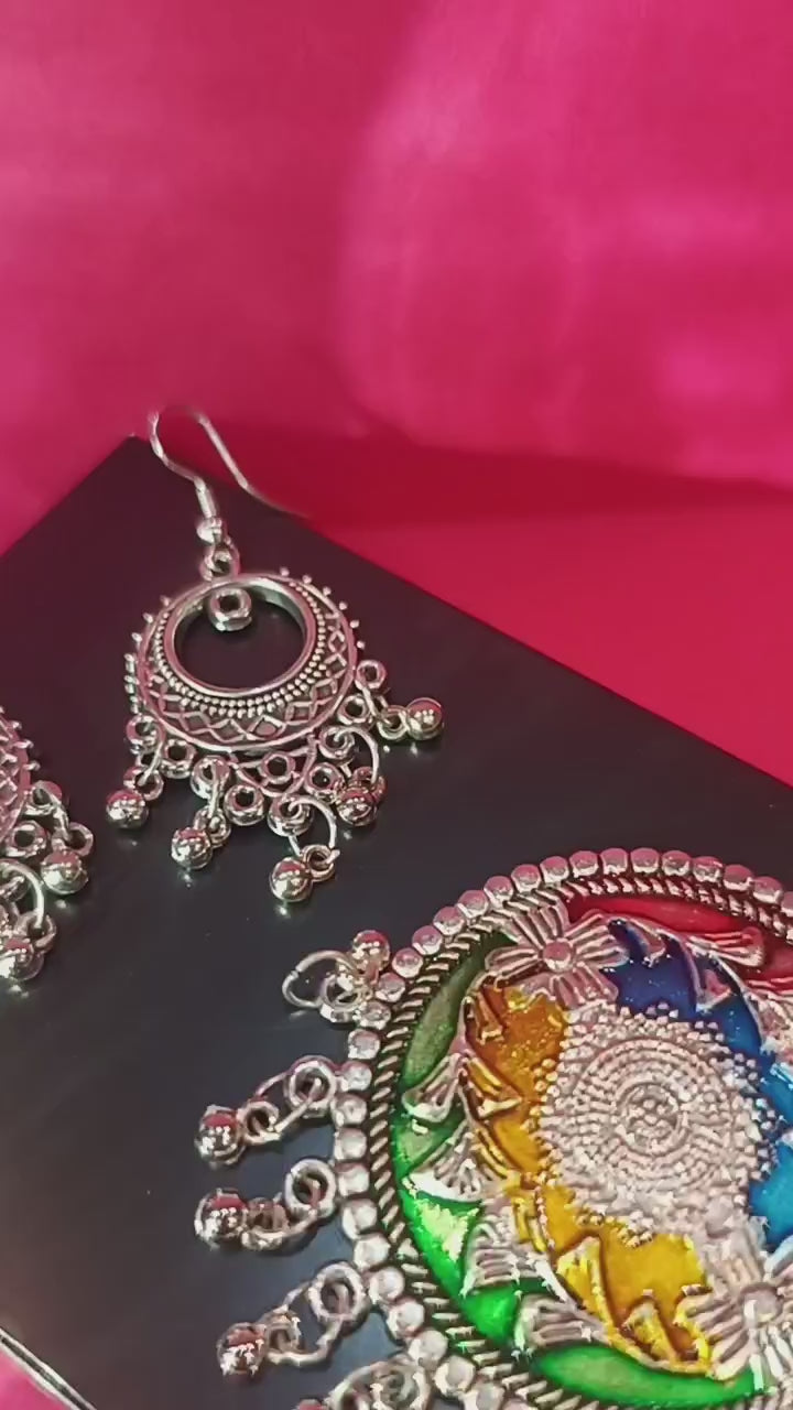 Mayantiie Oxidised Silver Necklace Jewellery Set