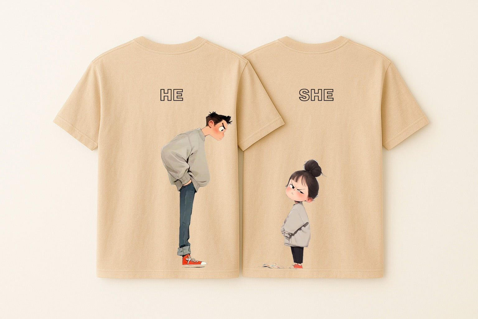 KxB Cotton Bio-Wash Oversized Couple T-Shirt