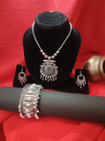 Mayantiie Oxidized Silver Jewelry Set – Pendant, Earrings & Bracelet Combo