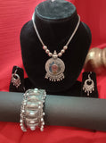 Mayantiie Oxidized Silver Necklace Jewelry combo Set
