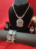 Mayantiie Oxidized Silver Necklace Jewelry combo Set