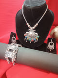 Mayantiie Oxidized Silver Jewelry Set – Pendant, Earrings & Bracelet Combo