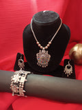 Mayantiie Oxidized Silver Jewelry Set – Pendant, Earrings & Bracelet Combo