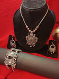 Mayantiie Oxidized Silver Jewelry Set – Pendant, Earrings &amp; Bracelet Combo