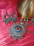 Mayantiie Oxidised Silver Necklace Jewellery Set