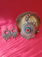 Mayantiie Oxidised Silver Necklace Jewellery Set