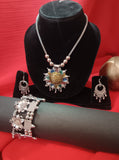 Mayantiie Oxidized Silver Jewelry Set – Pendant, Earrings &amp; Bracelet Combo