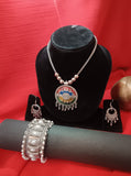 Mayantiie Oxidized Silver Jewelry Set – Pendant, Earrings &amp; Bracelet Combo