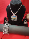 Mayantiie Oxidized Silver Jewelry Set – Pendant, Earrings & Bracelet Combo