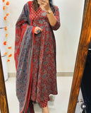 ✨ “Royal Ruby Angrakha Anarkali Set – Jaipuri Craft Edition” ✨