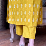 “Cozy Chic Winter Wear: Quilted Jacket with Cotton Kurti Set”