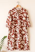 Mayantiie Rust Ivory Abstract Print Rayon Kurti