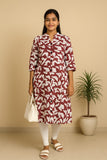 Mayantiie Rust Ivory Abstract Print Rayon Kurti