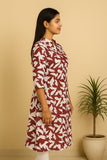 Mayantiie Rust Ivory Abstract Print Rayon Kurti