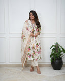 "Jaipuri Blossom Charm Kurti Pant Dupatta Set"