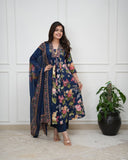 "Jaipuri Blossom Charm Kurti Pant Dupatta Set"