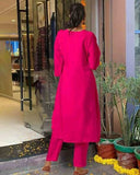 Charming Pink Viscose Rayon Kurta Set with Printed Dupatta
