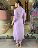 Refreshing Lavender Cotton Blend Kurta Set with Embroidered Dupatta
