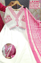 "Women’s Vertigan Fabric Embroidered 3-Piece Kurti Set with Dupatta & Bottom